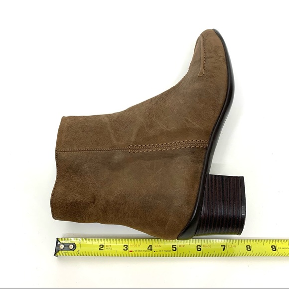 Sesto Meucci Light Brown Worn Leather Style Low Stacked Heel Ankle Boots Sz 9.5 - Picture 16 of 16